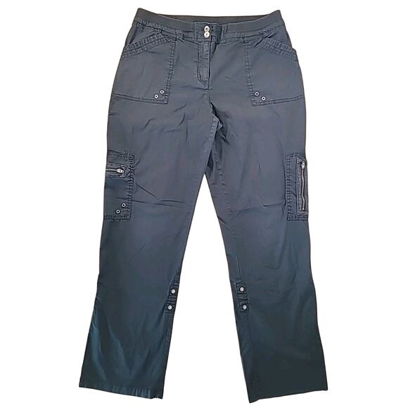 Chico’s Size 1.5 M Black Cargo Pants Snap Roll Up Capri Crop Ultimate Fit EUC - Picture 2 of 6